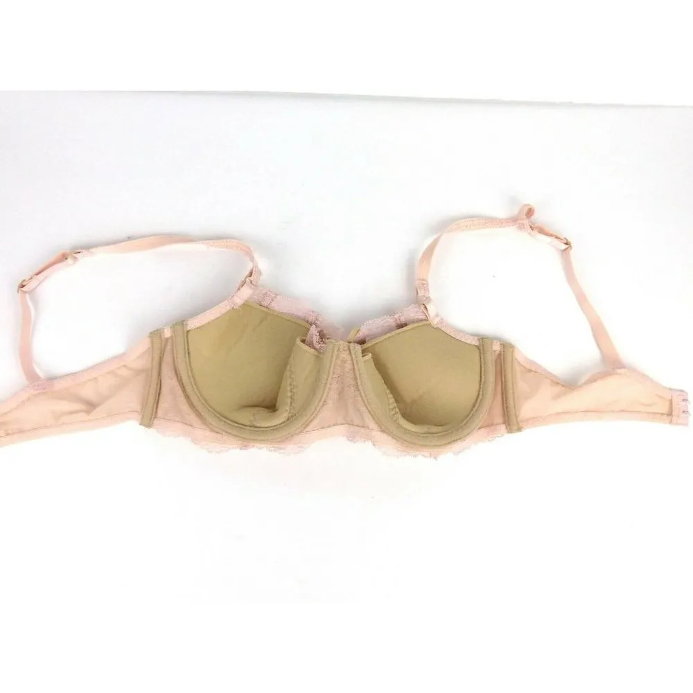 DKNY Belle Du Jour Underwire Balconette Lace Bra Sexy Pink Nude 34B - Image 10
