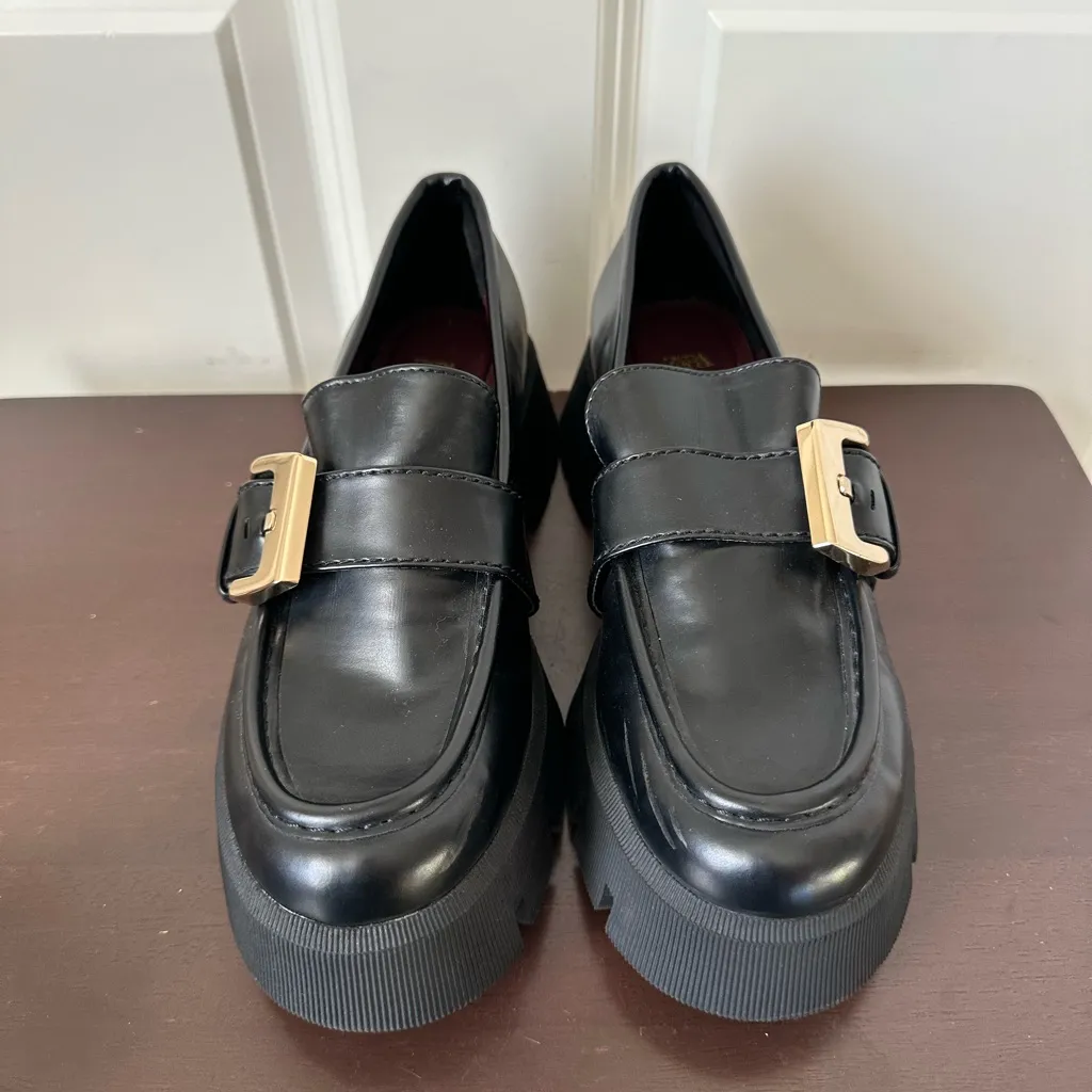 Zara Chunky Black Penny Loafers Size 8.5 (39) - Image 4