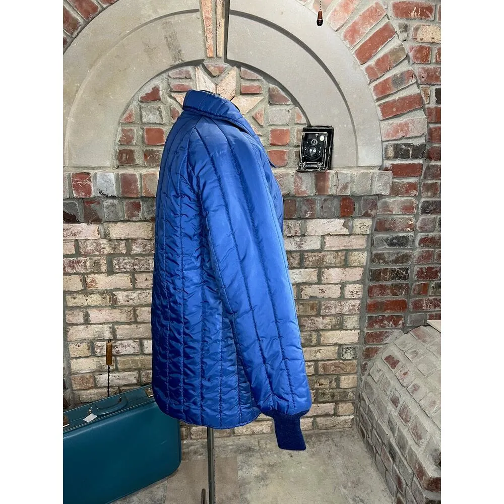 puffer down coat Blue ski coat 1970s Size L - Image 8