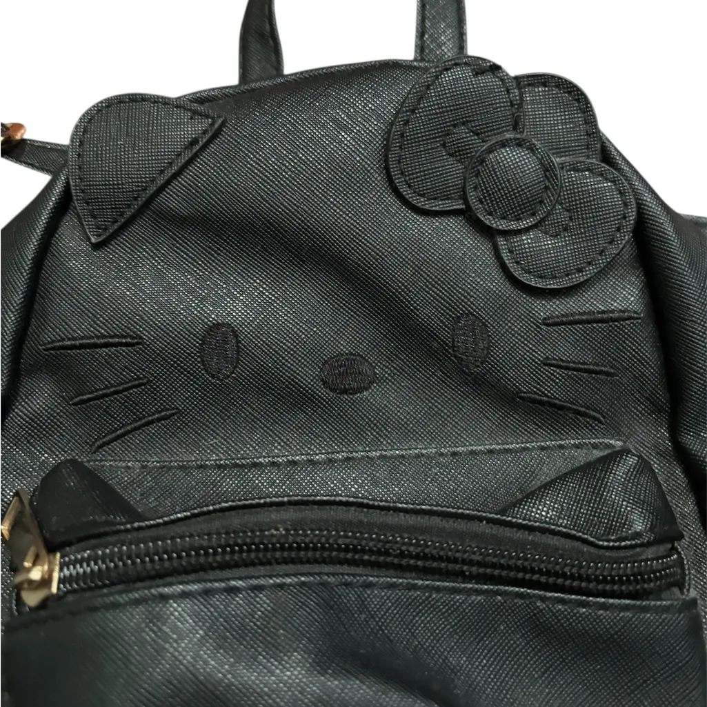 Sanrio cute black pleather hello kitty mini backpack - Image 3