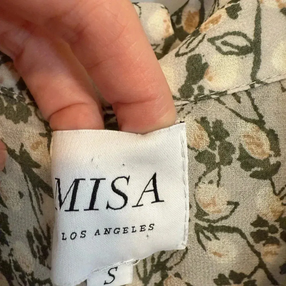 MISA Los Angeles Floral Print Short Sleeve Button-Up Top size S - Image 5