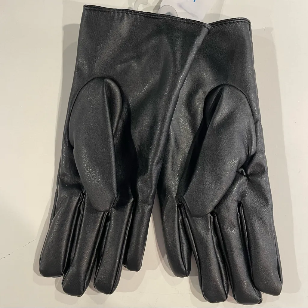 Time & Tru Faux Leather Gloves Woman's L - Image 9