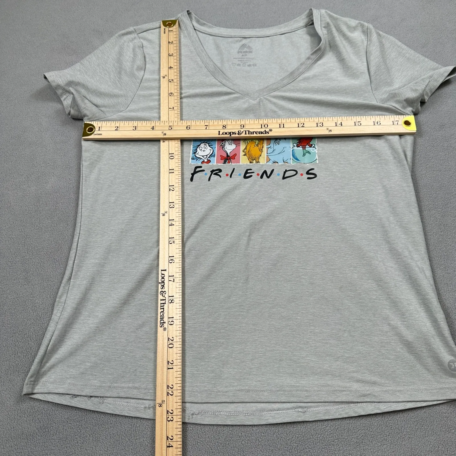 RBX Friends x Dr. Seuss Shirt S Womens Character Tee Top Short Sleeve V Neck Gray - Image 3