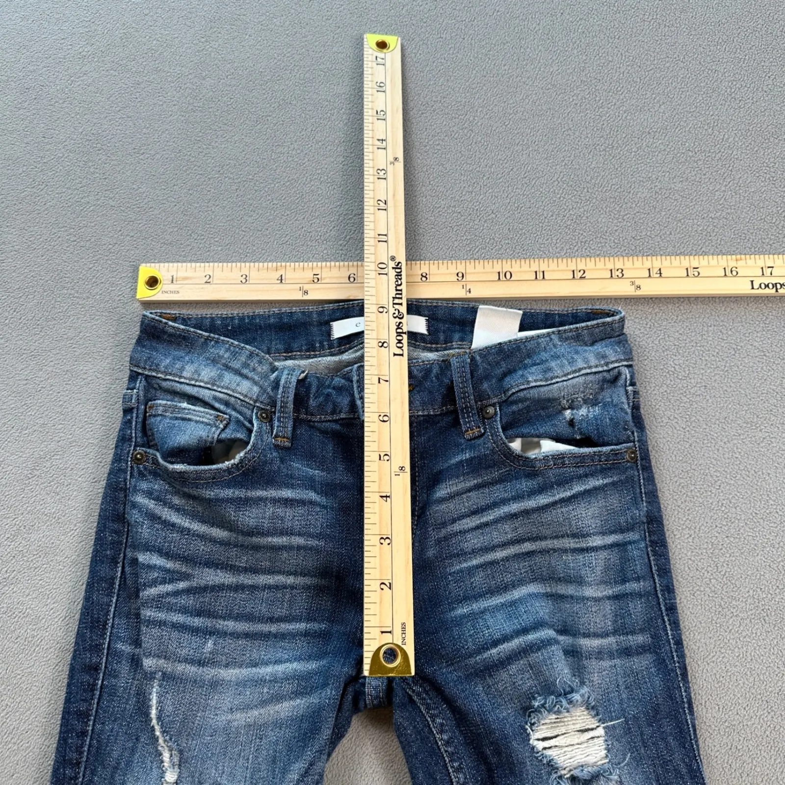 Eunina Jeans 1 26 Maxwell Low Rise Skinny Blue Distressed Ripped Slim Denim - Image 3