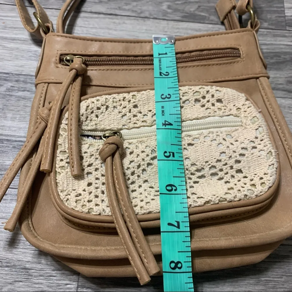 ❤️No Brand/Unknown Small Tan w/ Cream Lace Pocket - Image 7