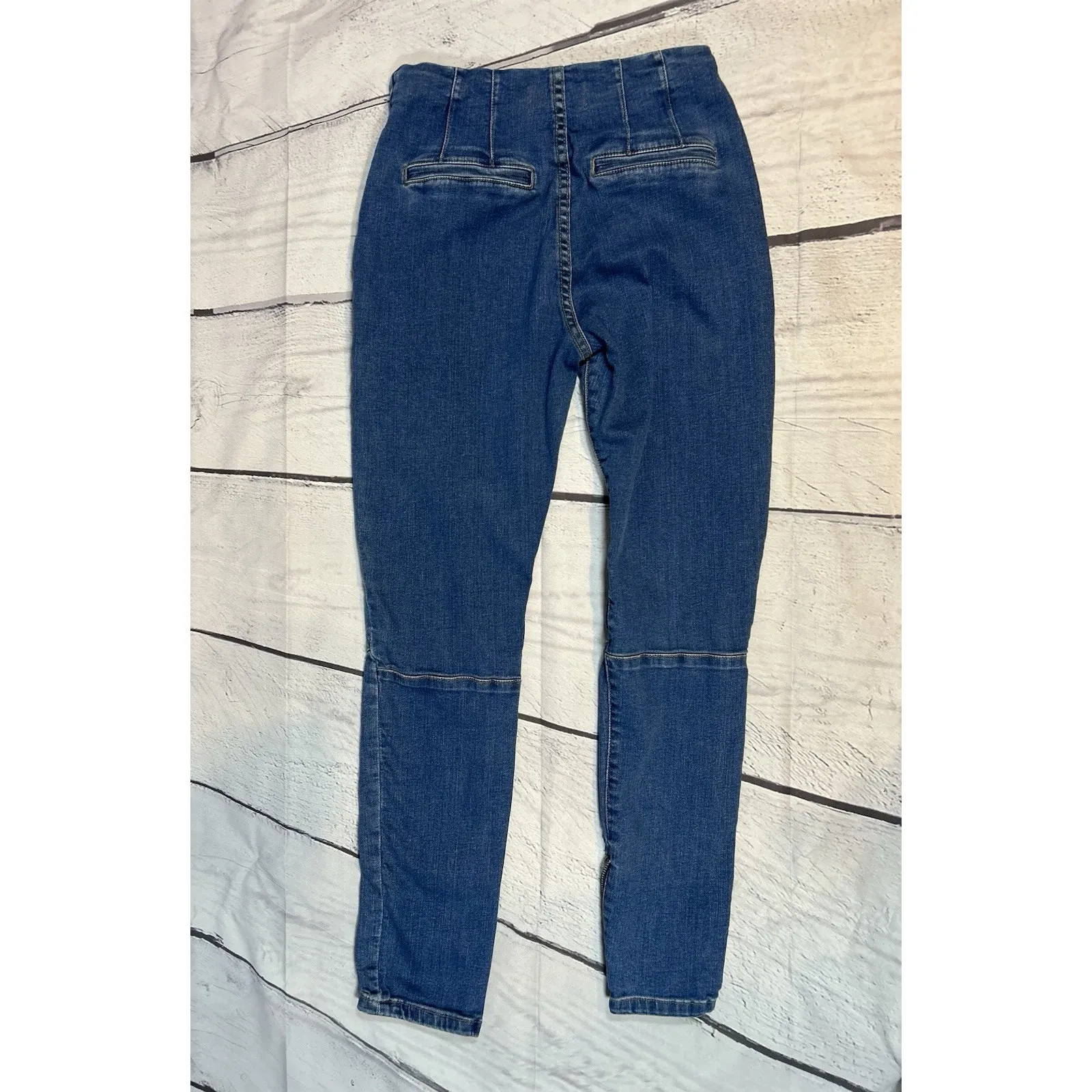 Free People We The Free Bella Moto Skinny Jeans Blue Denim Size 25 - Image 2