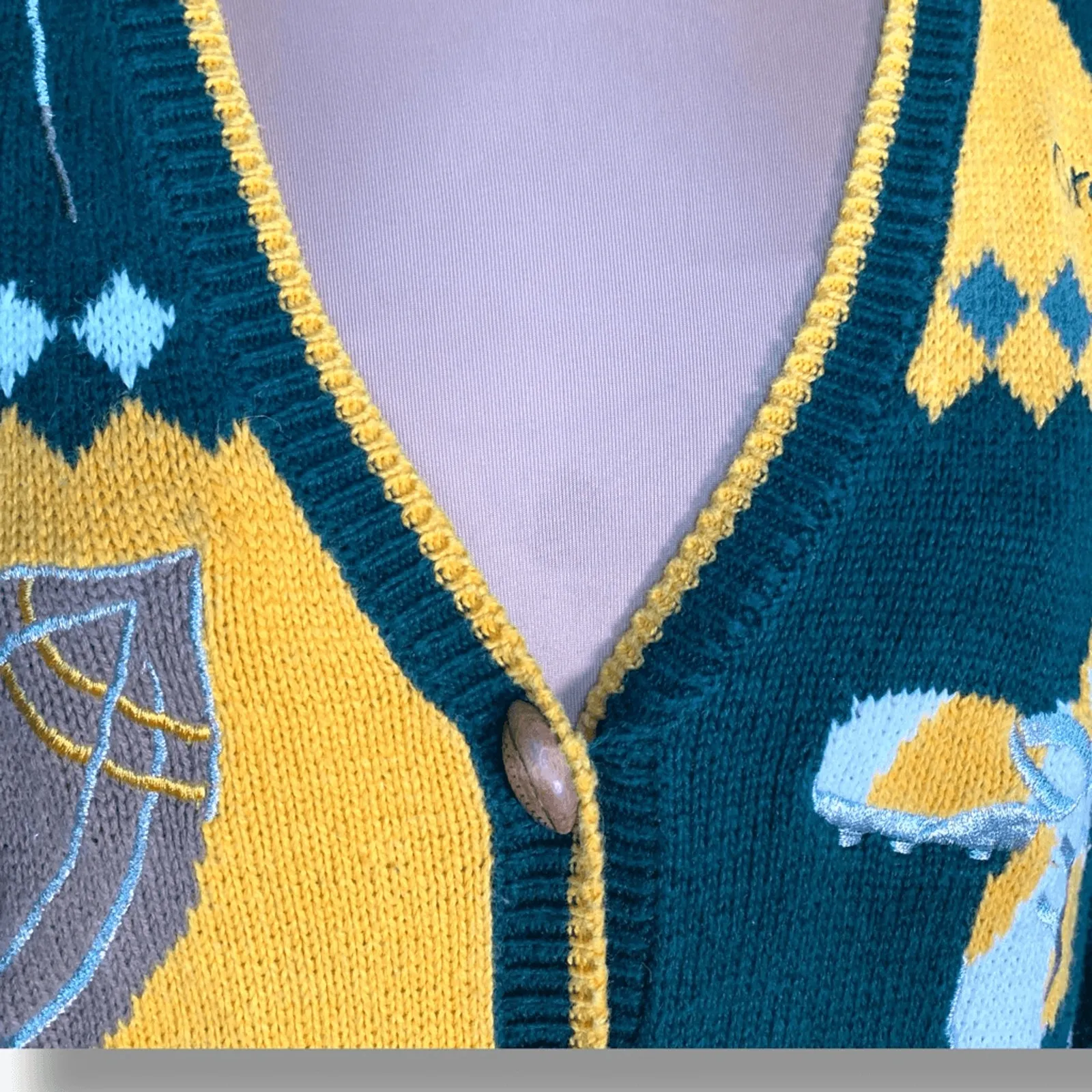 Vintage 90s Green Bay Packers Football Knit Cardigan Sweater Small Cheesehead - Image 4