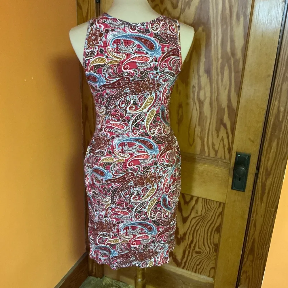 Paisley Knit Mid Length Sundress Red Size M - Image 13