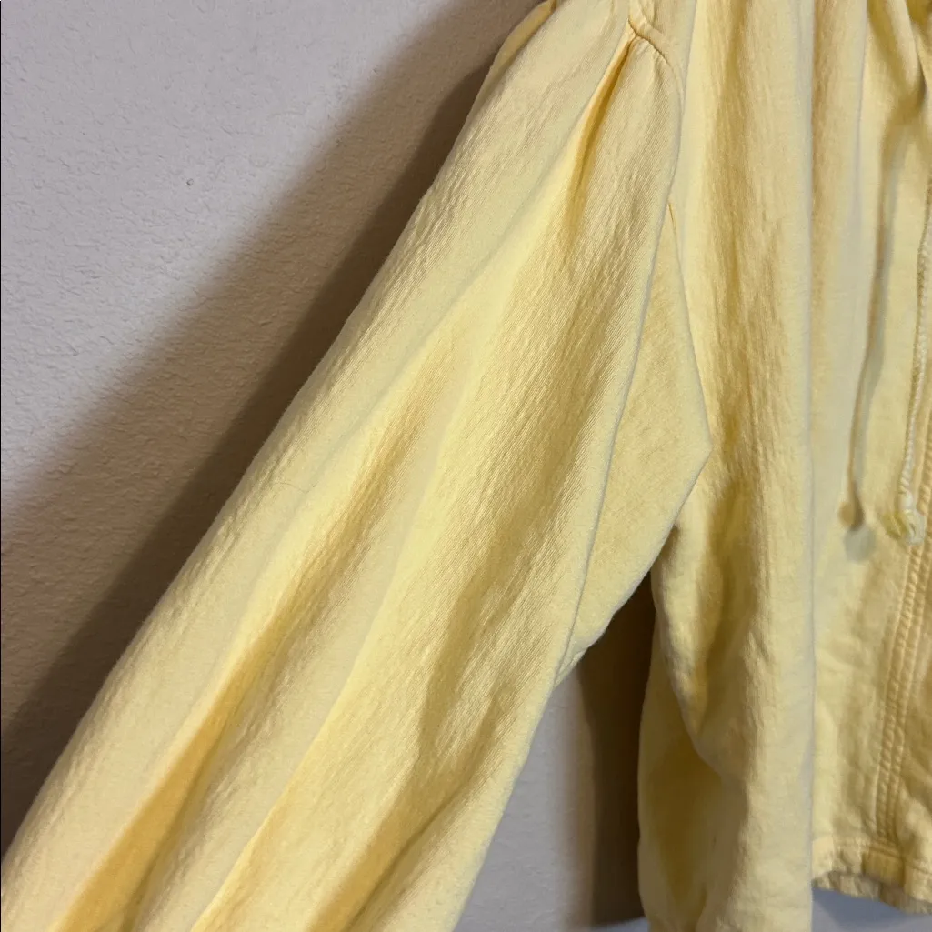 Aerie Easy Street Yellow Terry Popover Sweatshirt Balloon Sleeve Cozy Size XL - Image 5