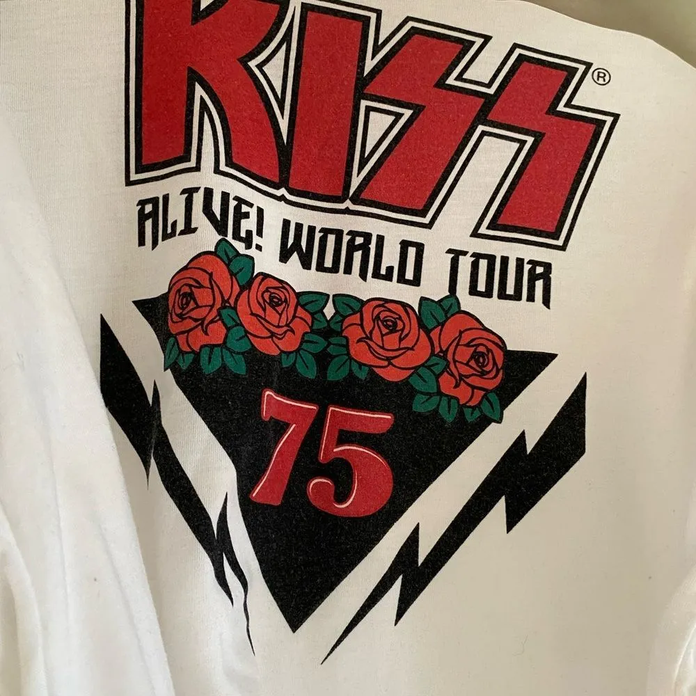 KISS alive world tour metallic green sheer layered tshirt small grunge - Image 7