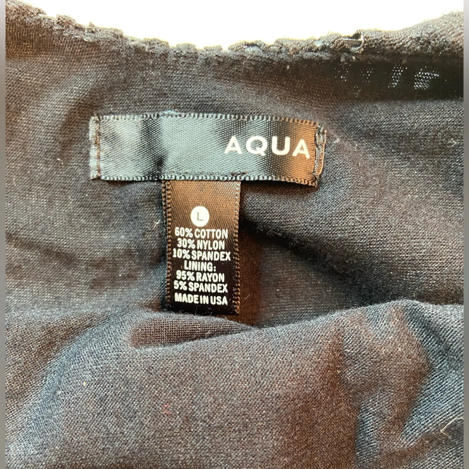 Aqua (Bloomingdale’s) Lace style Mini Dress, Stretchy,‎ Size L - Image 4