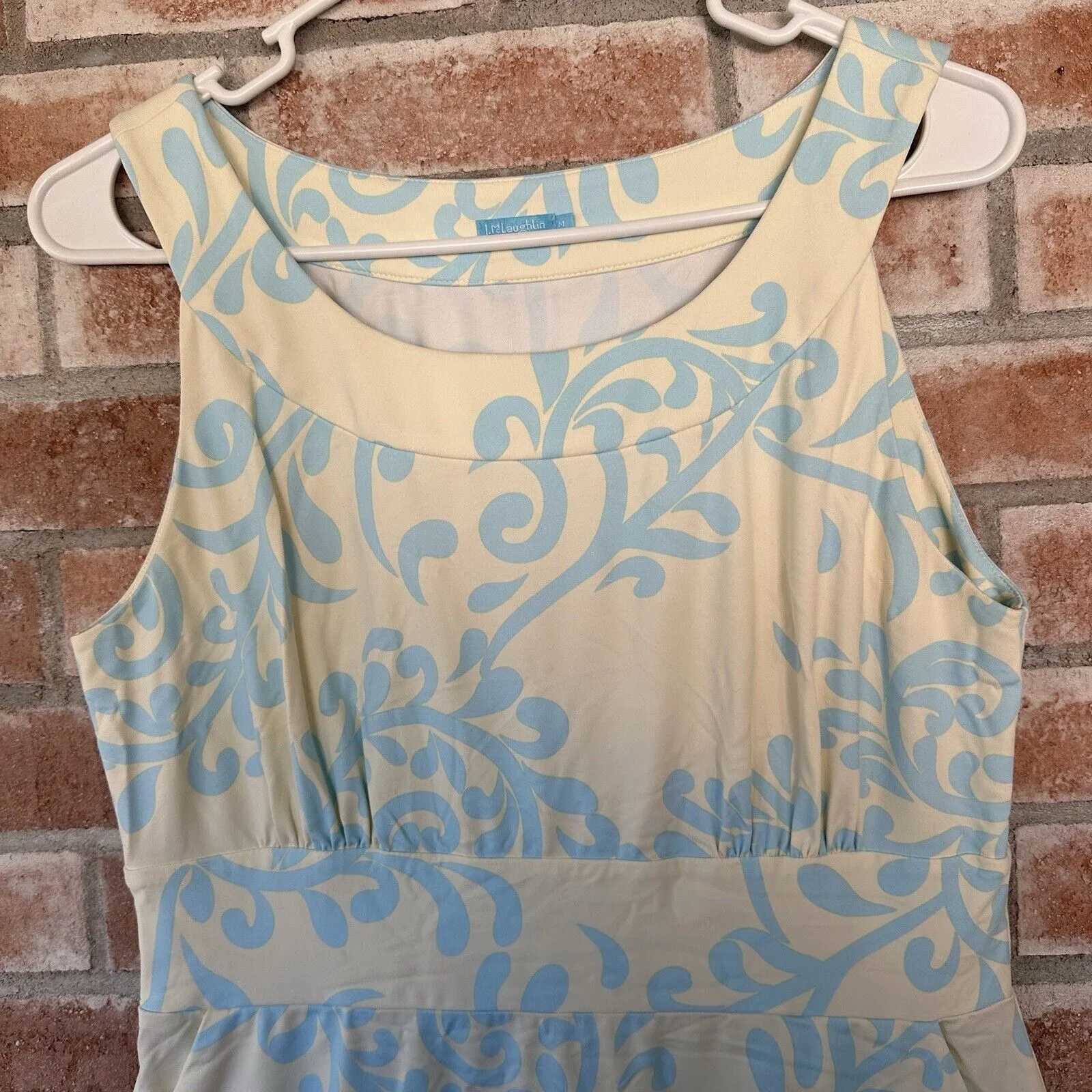 J. McLaughlin Catalina Cloth Paisley Tank Dress Cream Blue Medium - Image 2