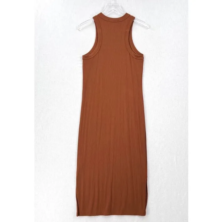 Banana Republic Heavyweight Ribbed Midi Dress Brownie Batter Medium Like New - Image 9