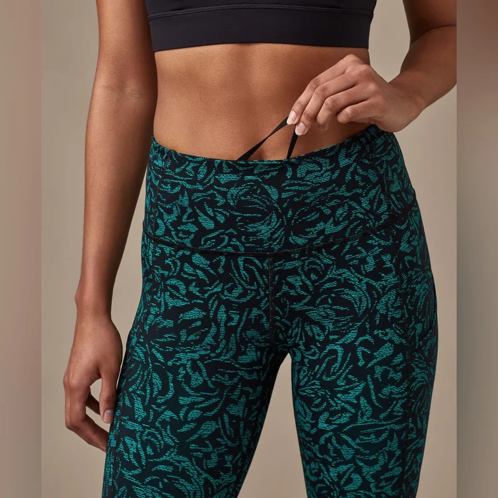Lululemon Fast & Free High Rise Crop Thrive Viridian Green Black *CROPPED* - Image 8