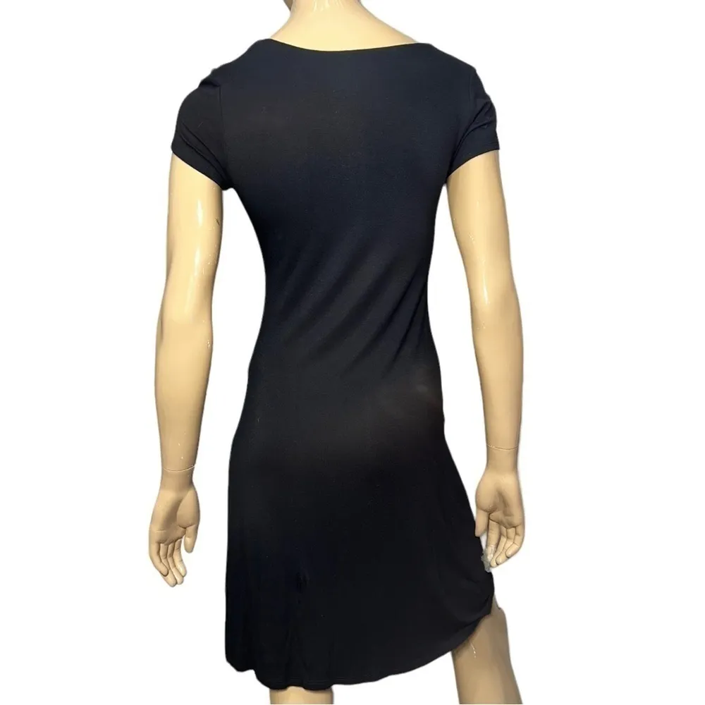 Peruvian Connection Women’s S Black Short Sleeve Twist Front Double Lined Dress - Image 5