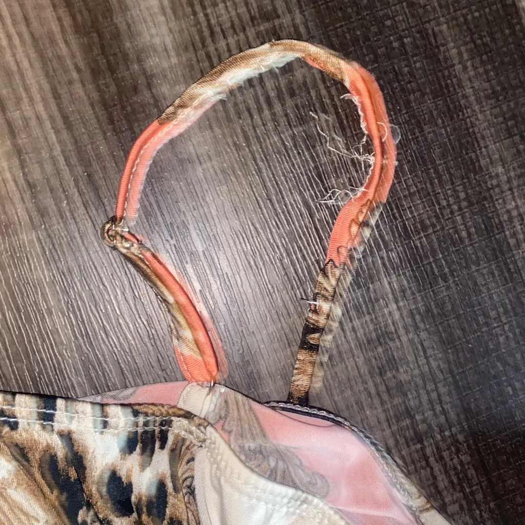 VENUS Orange and Beige Patterned Dress - Image 5