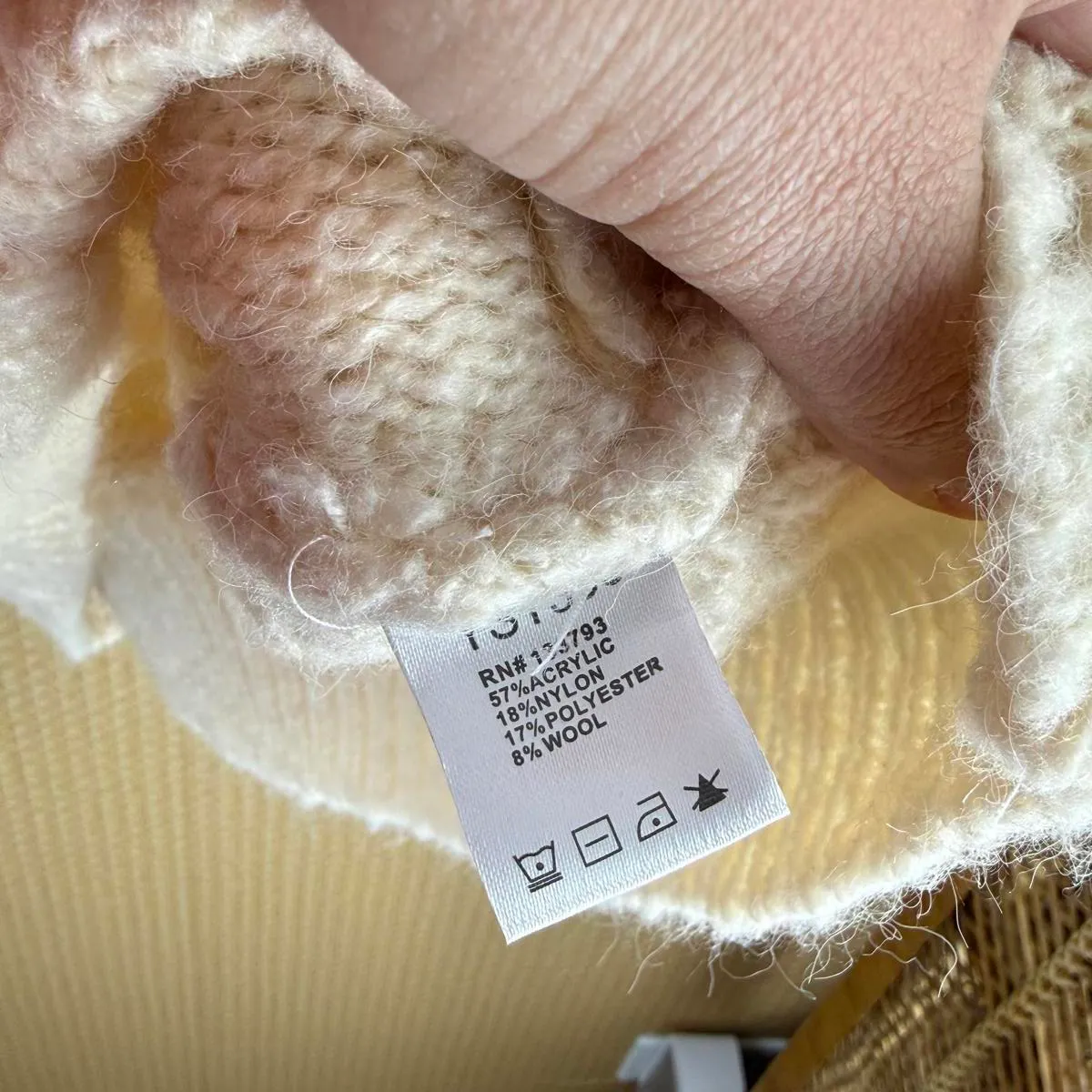 POL Cream Cable Wrap Oversized Wool Blend Knit Sweater - Size - Medium - Image 4