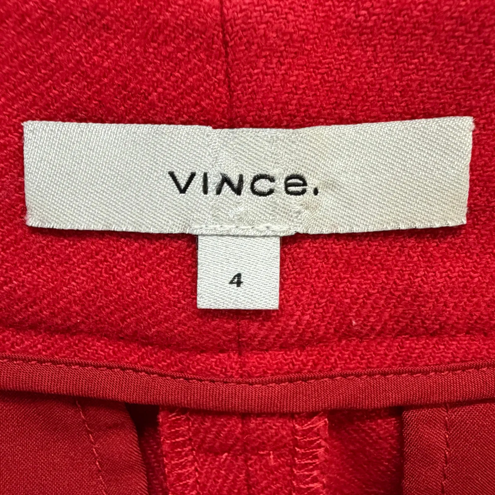 Vince Flannel Tailored Pants Womens 4 Crimson Red Straight Work Modern Classic - Image 11