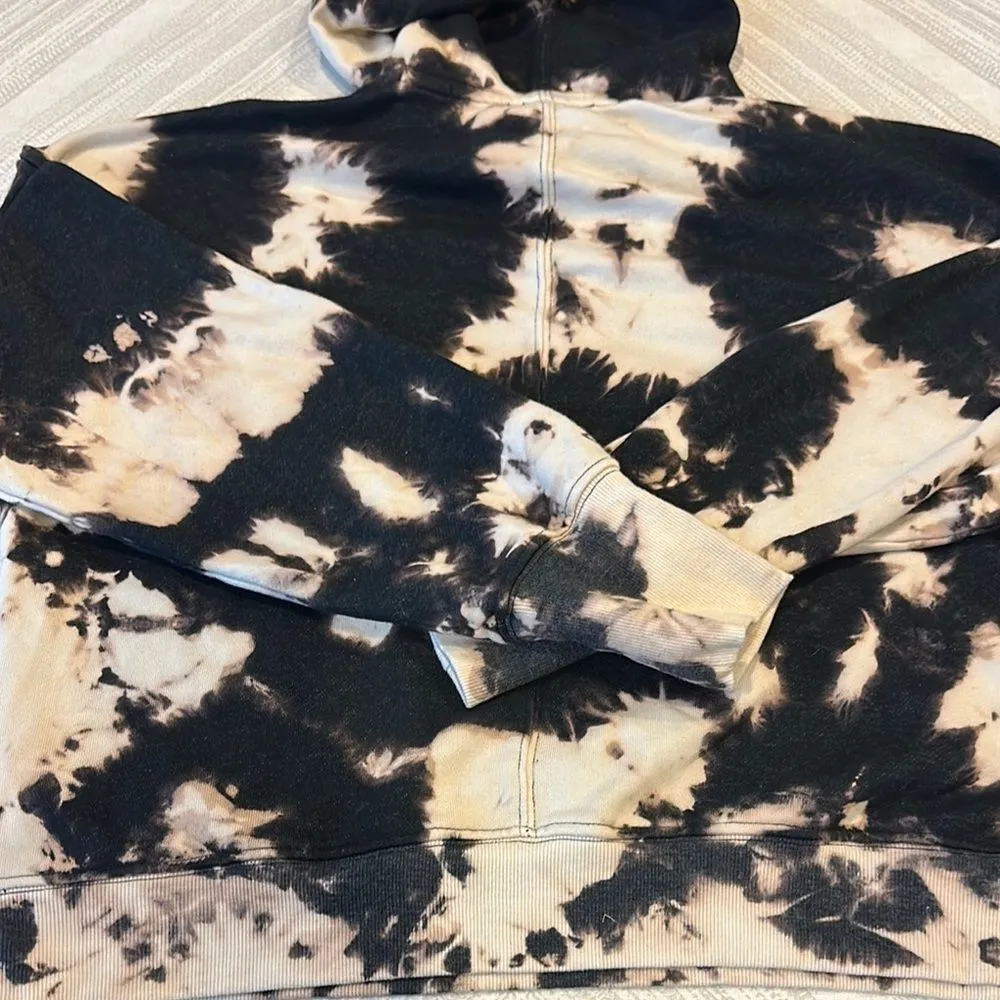 Kensie Women’s Ivory & Black Tie Dye Hooded Sweatshirt - Size S - Image 7