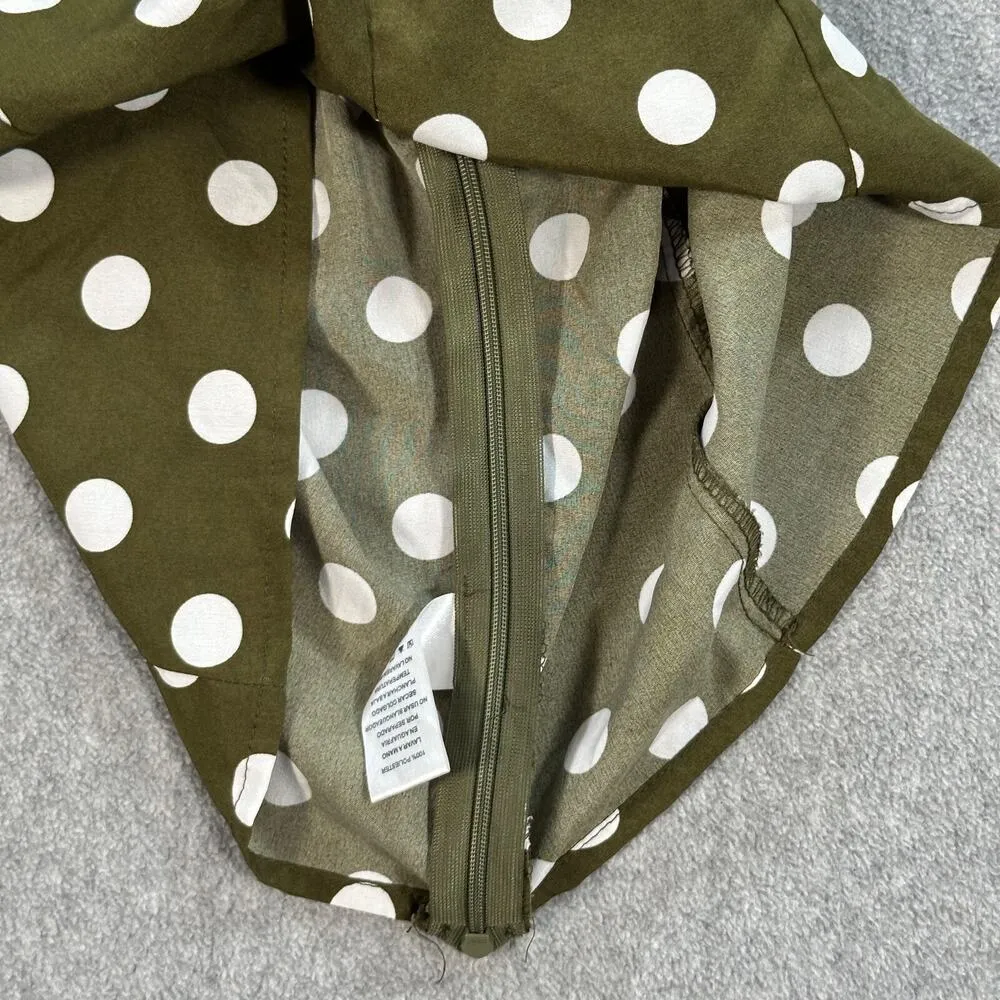 Milk & Honey Polka Dot Puff Sleeve Top Women's Size Small Long Sleeve Green - Image 10