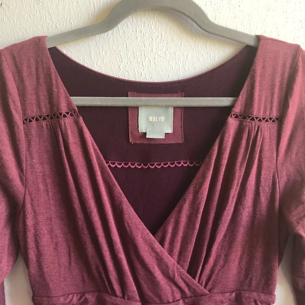 Anthropologie Dress Maeve Galena Wrap Midi Dress Mulberry Purple Sz S EUC - Image 5