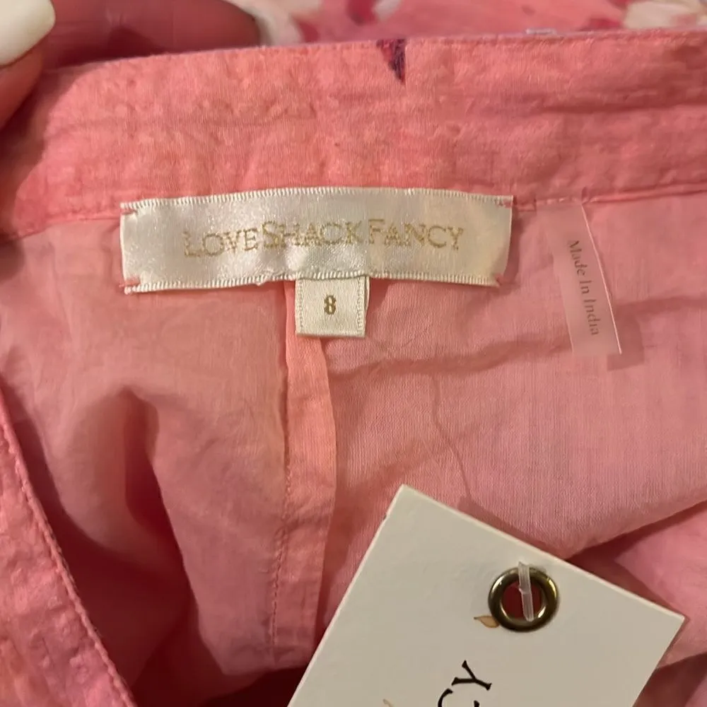 LoveShackFancy Mateo mellow Pink Floral Midi Skirt NWT - Image 6