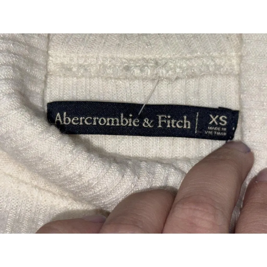 Abercrombie & Fitch White Ribbed Knit Long Sleeve Turtleneck Sweater Top Size XS - Image 4