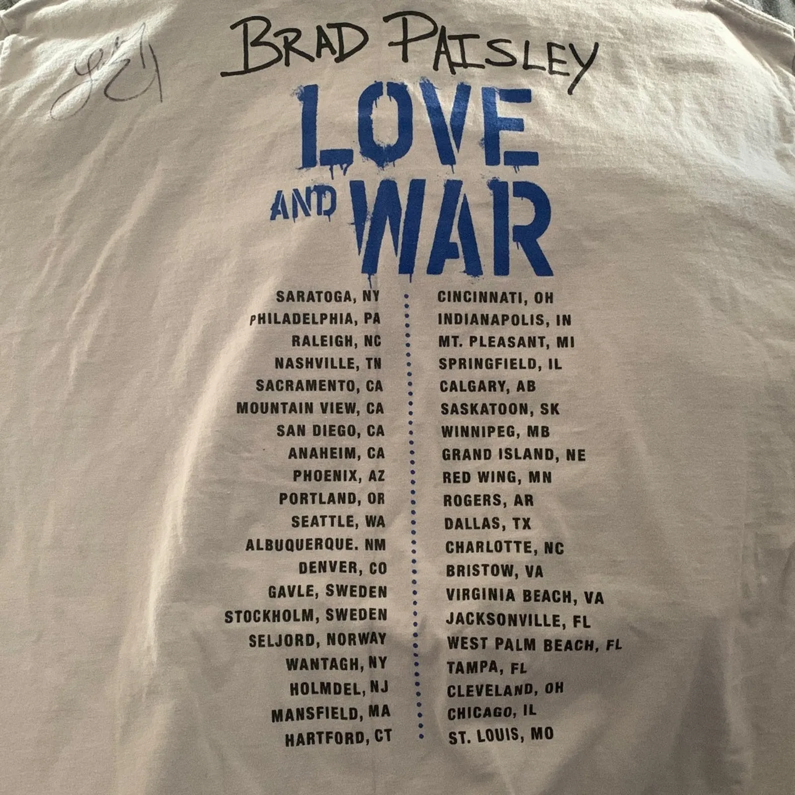 Brad paisley Lindsey el love and war your shirt unisex size large - Image 6