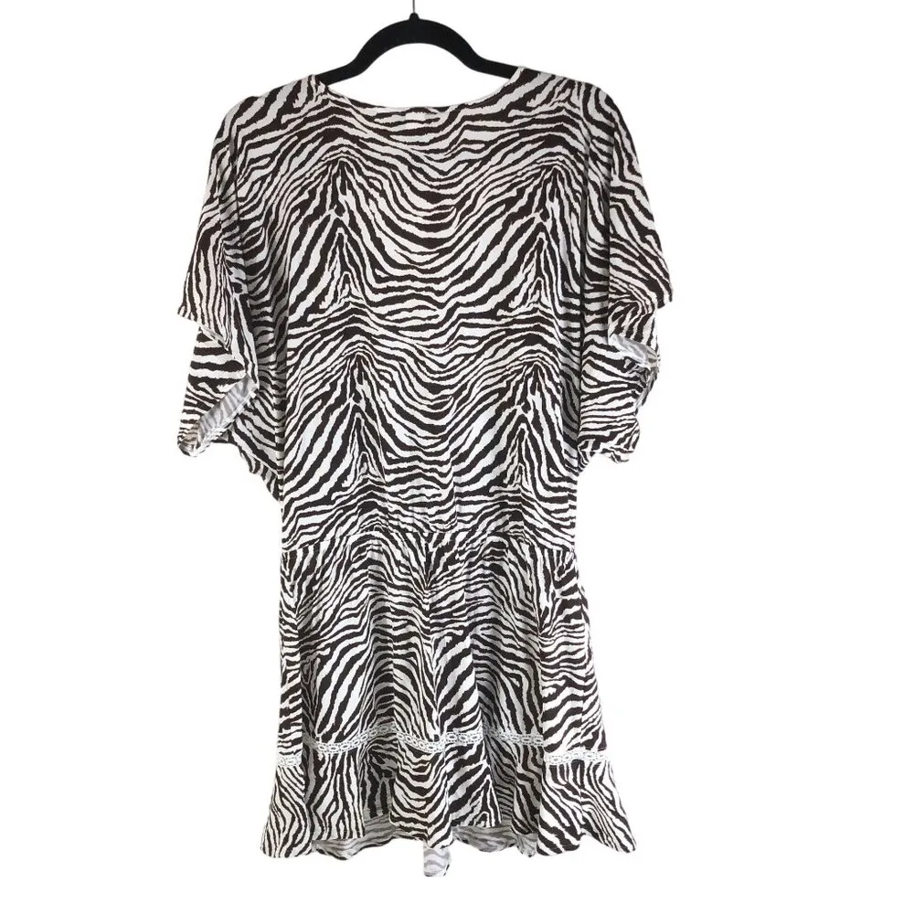 Coco Reef Adorn Animal-Print Swim Cover-Up Dress Brown White Size XL - Image 4