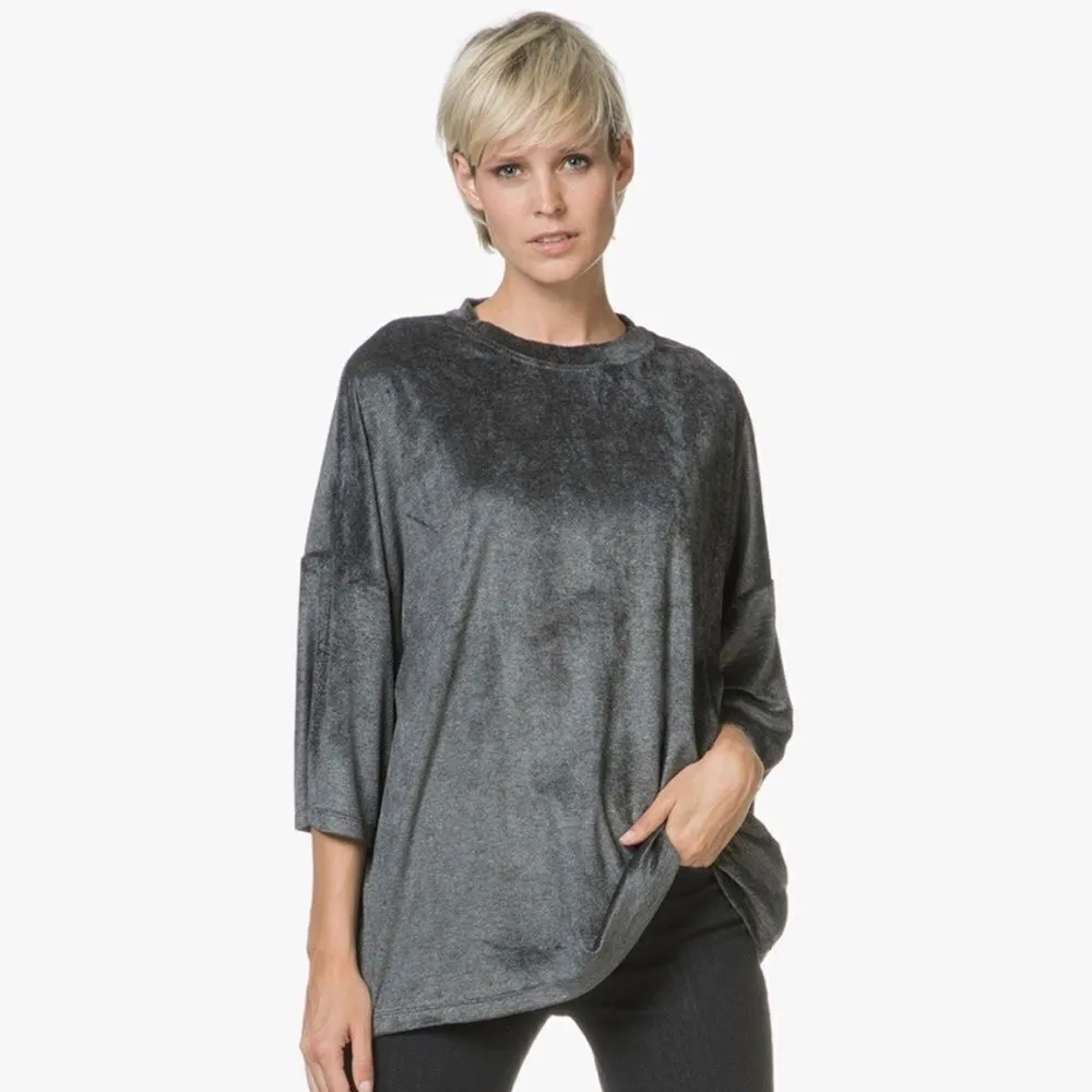IRO  Parada gray velvet velour oversized tee in Anthracite- Size XXS - Image 3