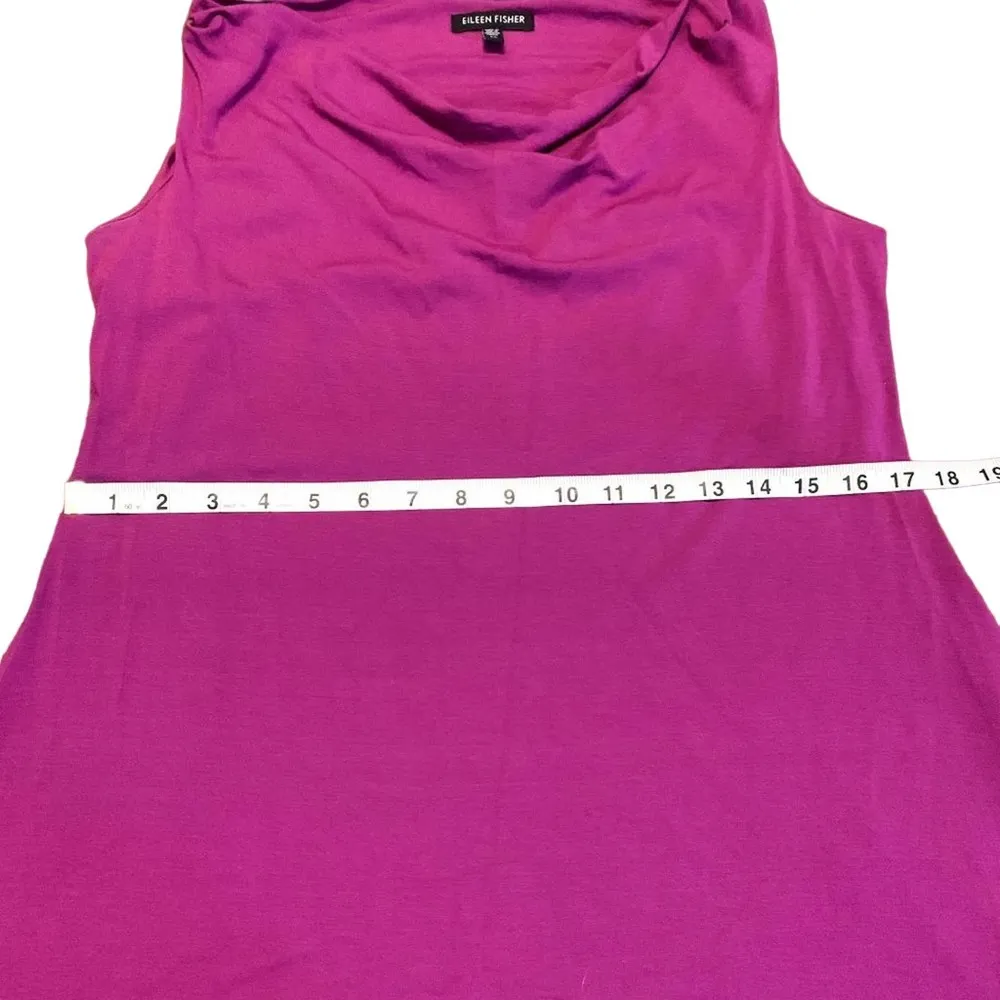 Eileen Fisher Soft Cowl Neck Sleeveless Tank T-Shirt Dress in Electric Purple XS - Image 13