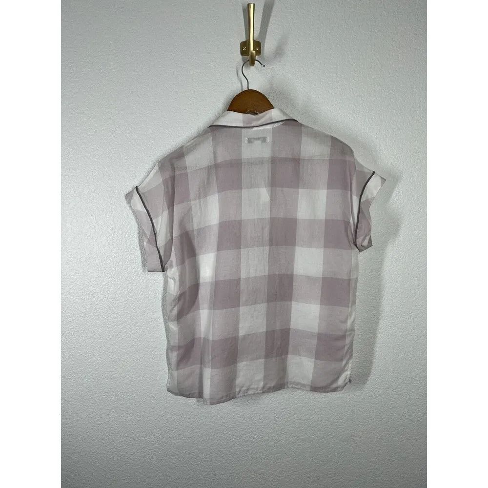 Madewell Bedtime Pajama Top Small S Lilac Plaid - Image 5