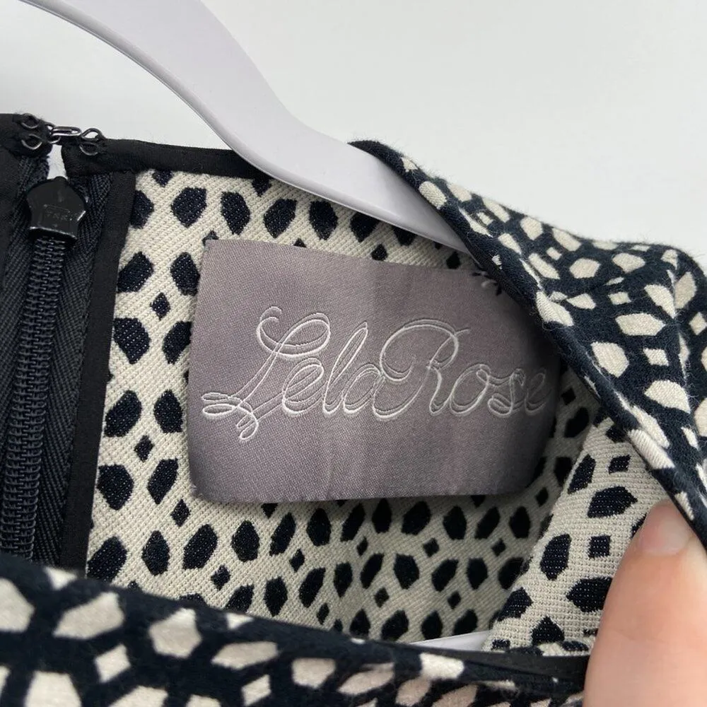 LELA ROSE Micro Check Flared A Line Dress Black Size 2 - Image 3