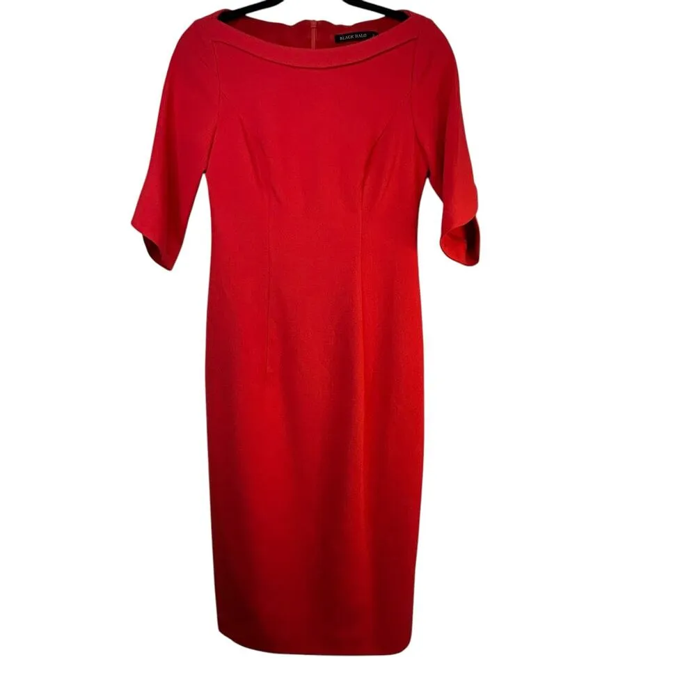 Black Halo - Red Nuelle Petal Sleeve Dress - Size 2 - Image 12