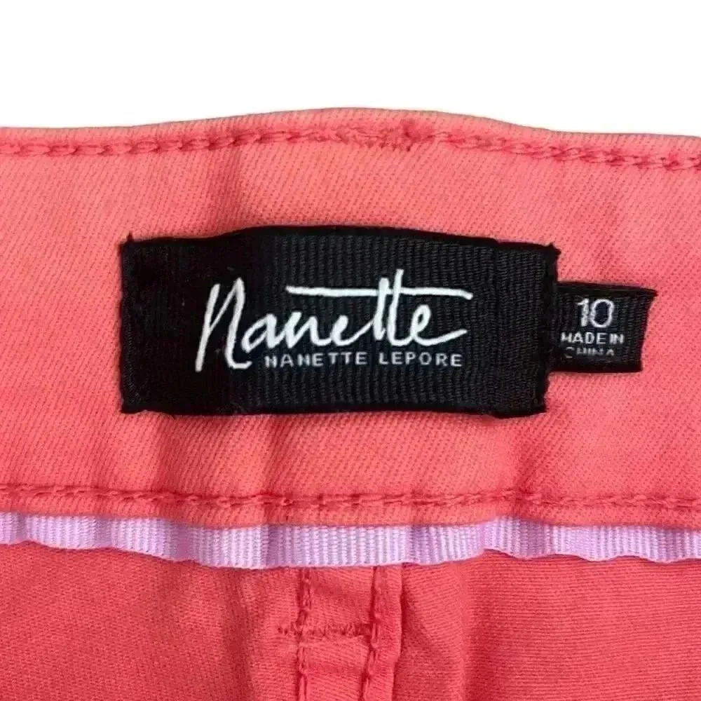 Nanette Hamilton Skinny Coral Cotton Blend Mid Rise Raw Hem Womens’ Jeans SZ 10 Pink - Image 4