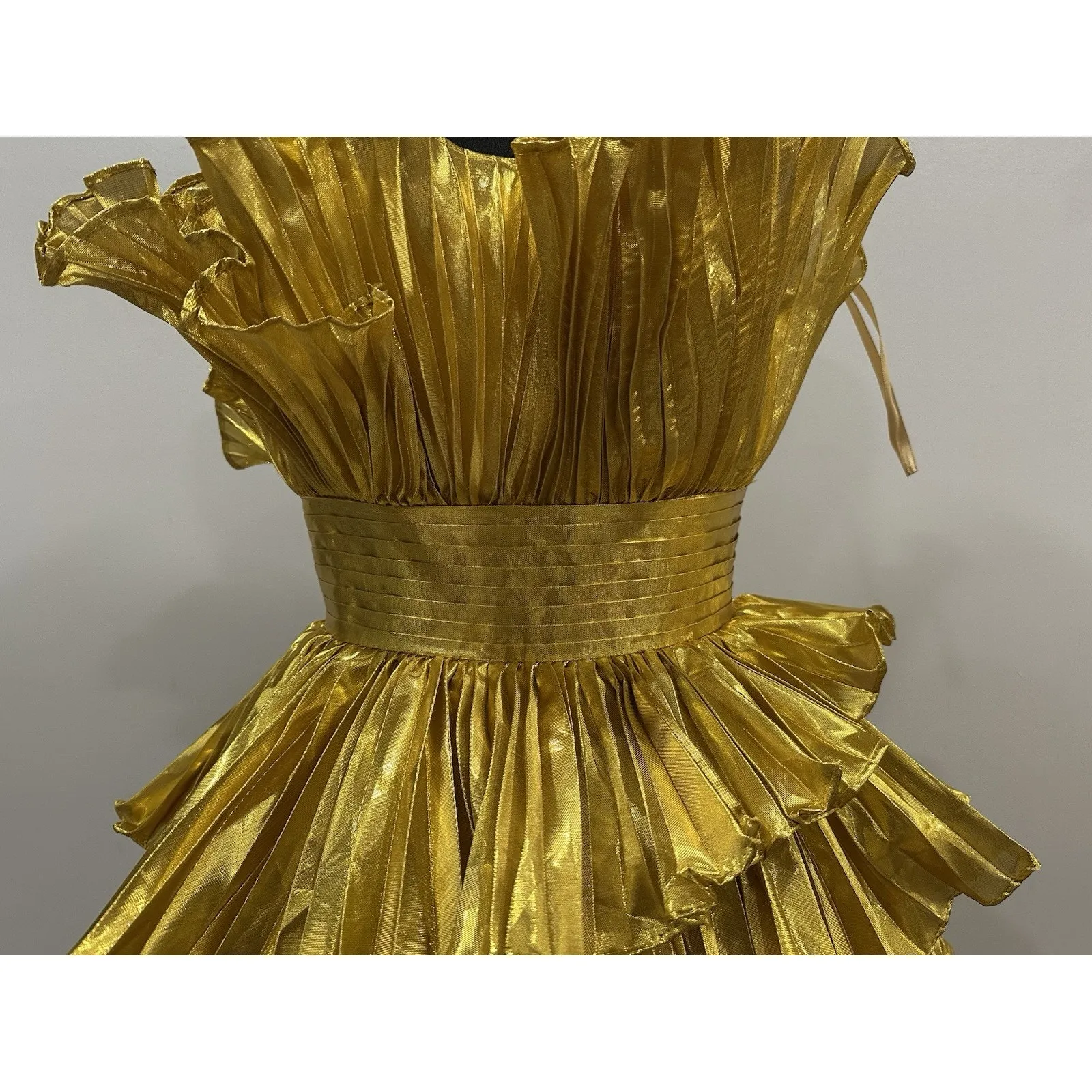 Mac Duggal 11697 Gold Ruffle Strapless Tiered Gown Sz 2 NWOT - Image 5