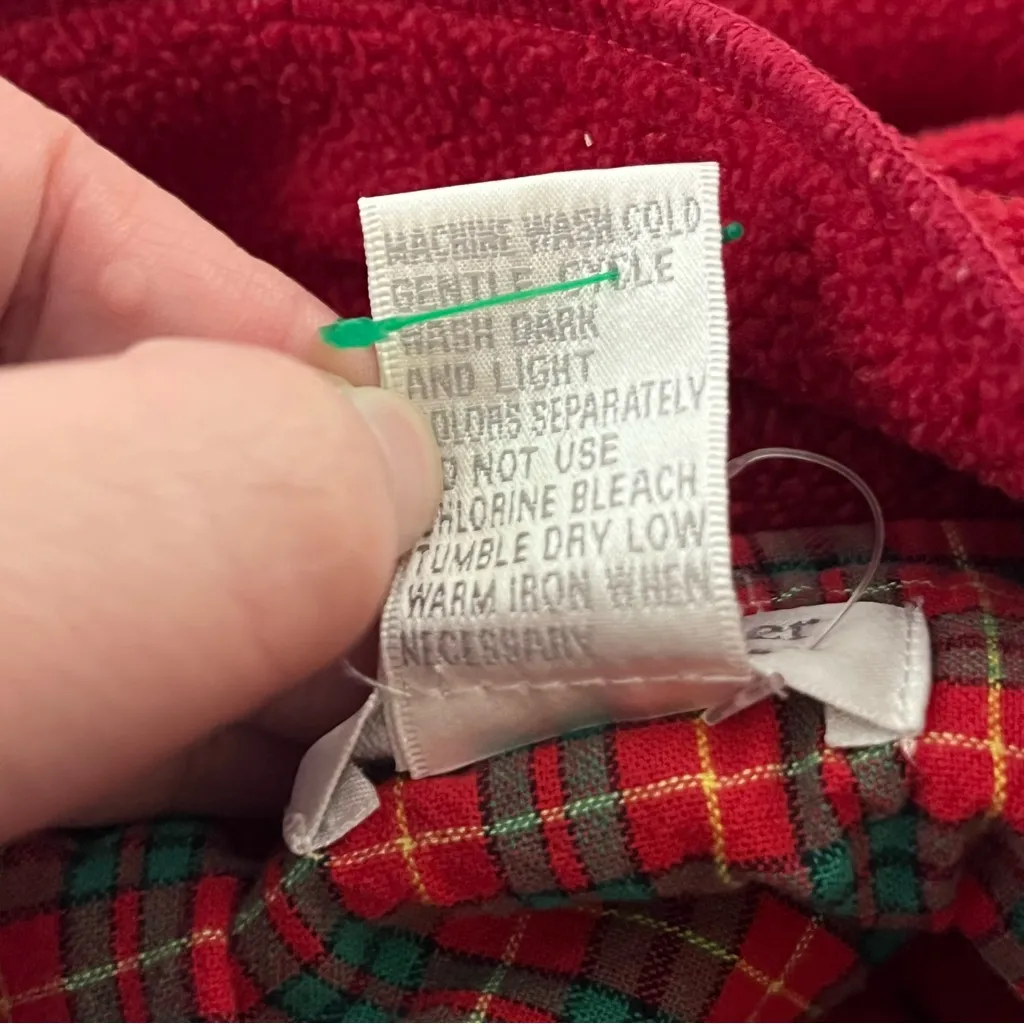 Vintage Y2K Christopher & Banks Button Front Fleece Shirt Snowman Appliqué Red M - Image 4