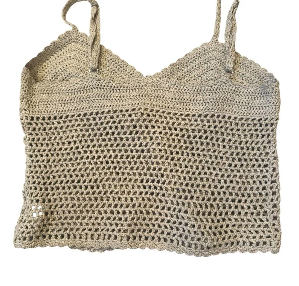 Tiger Mist Tan Cropped Tie Front Camisole - Image 3