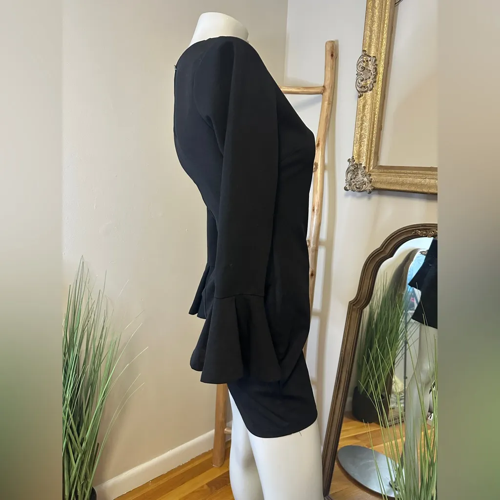 Blush Boutique Black Mini Bell Sleeve Dress Medium - Image 4