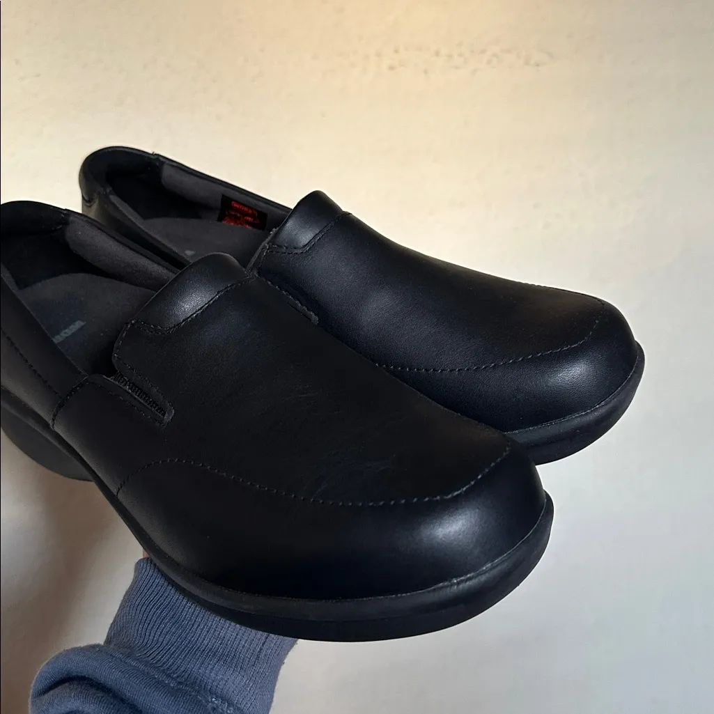 Worx Womens Black Leather Slip On Work Comfort Slip Resistant Shoes Sz 10 M‎ - Image 3