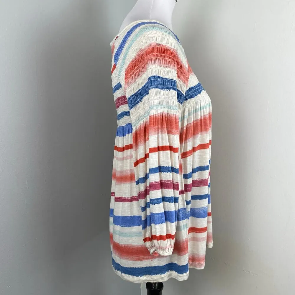 Anthropologie Meadow Rue Smocked Peasant Blouse Small Patriotic - Image 4
