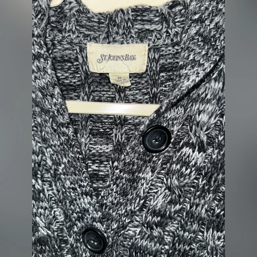 St.John Bay Hooded Gray Button-Up  Sweater - Image 3