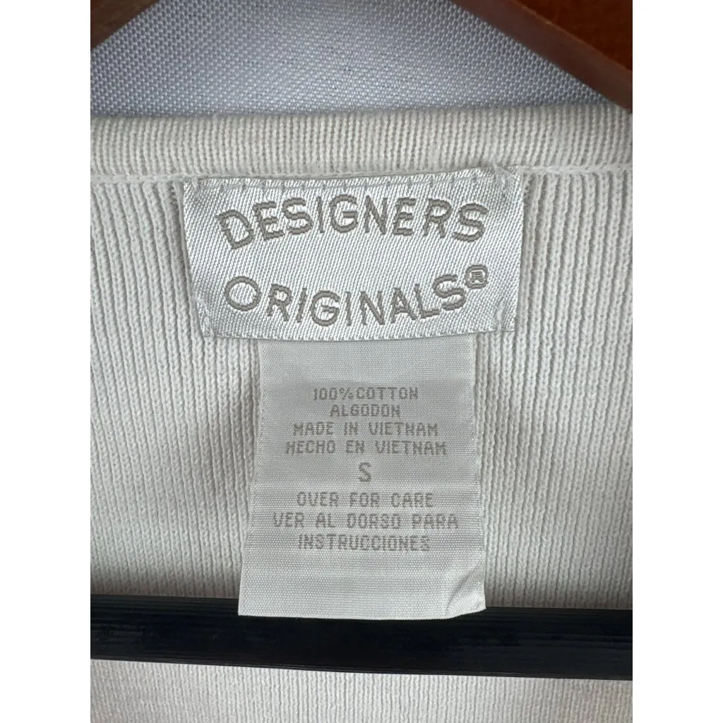 Designers Originals Womens Sleeveless Striped Knit Top S Cotton White & Black - Image 3