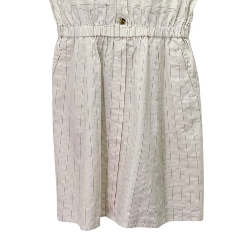 NWT A Loves A Linen Blend Striped Button Front Short Sleeve Dress Size Large NEW - Image 11