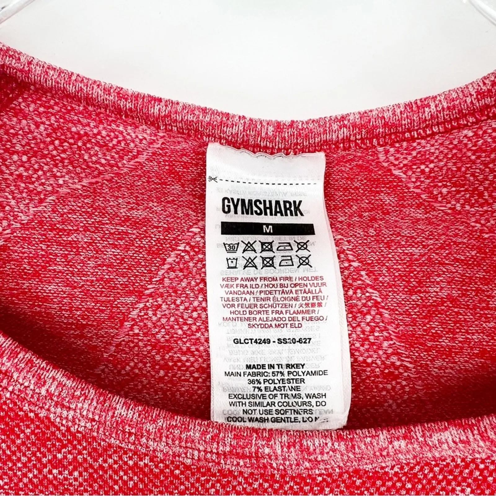 Gymshark Flex Long Sleeve‎ Crop Top M Red Marled - Image 8