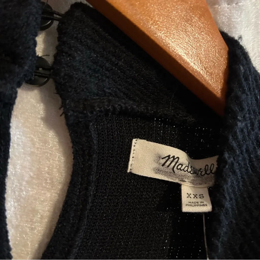 Madewell‎ Weavemix Mockneck Bubble-Sleeve Top Black Sweater Blouse NWT Size XXS - Image 7