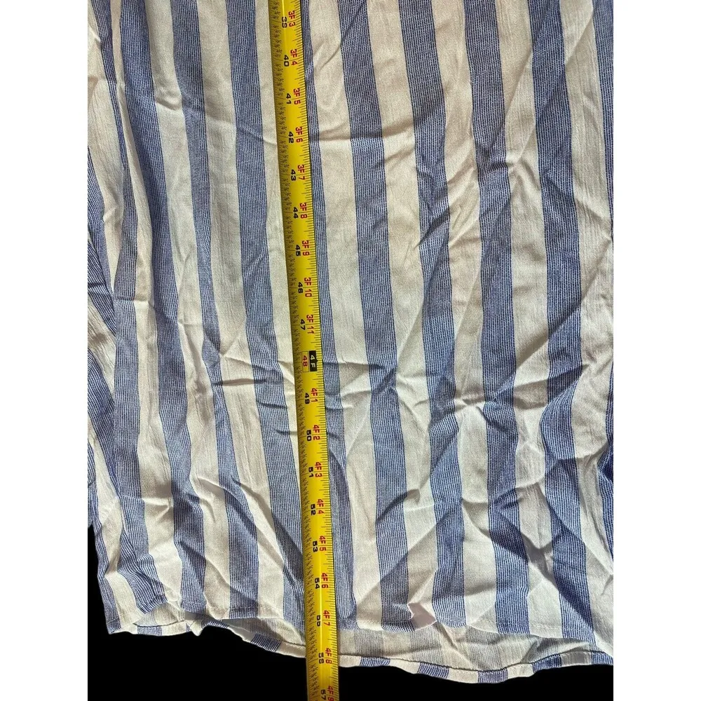 Catherines Cap Sleeve Blue White Striped Nautical Chevron Wide Leg Jumpsuit 32W - Image 10