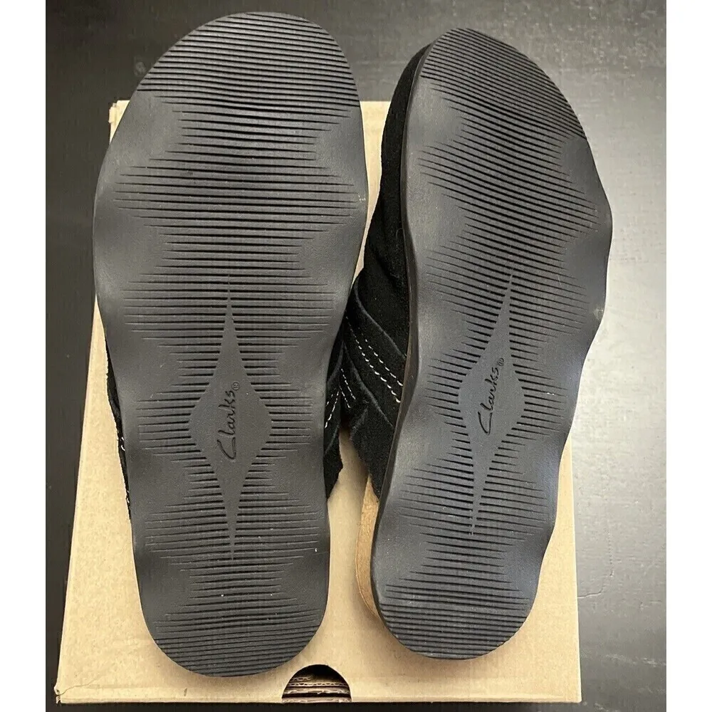 Clarks Womens Brynn Glide Black Suede Casual Mule Clog Slipper Shoes Size 8M - Image 4