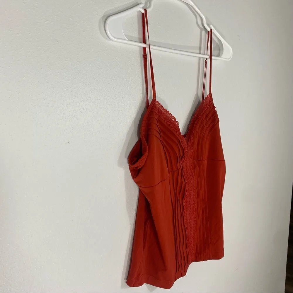 Y2K Vintage Dorothee Bis Rust Orange Lace Trim Camisole size XL - Image 4