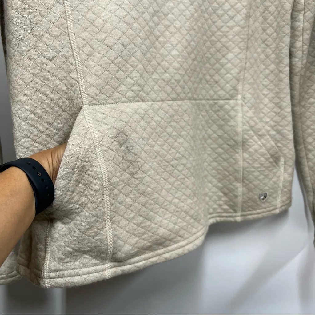 KUHL Women's Athena Pullover medium Cowl Neck Waffle Knit Sweatshirt merino wool - Image 2